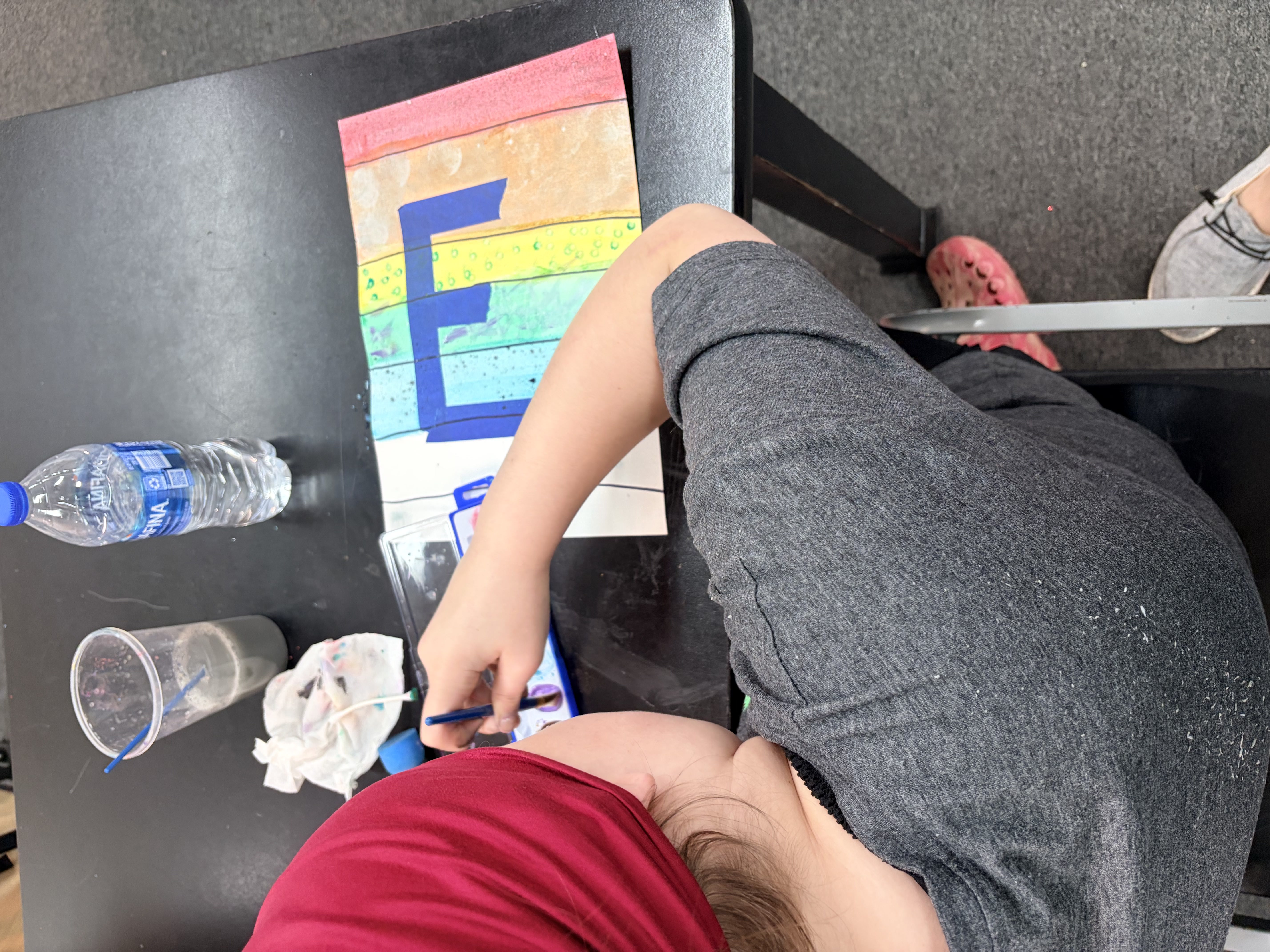 Hands-on mixed media art project with bright colors