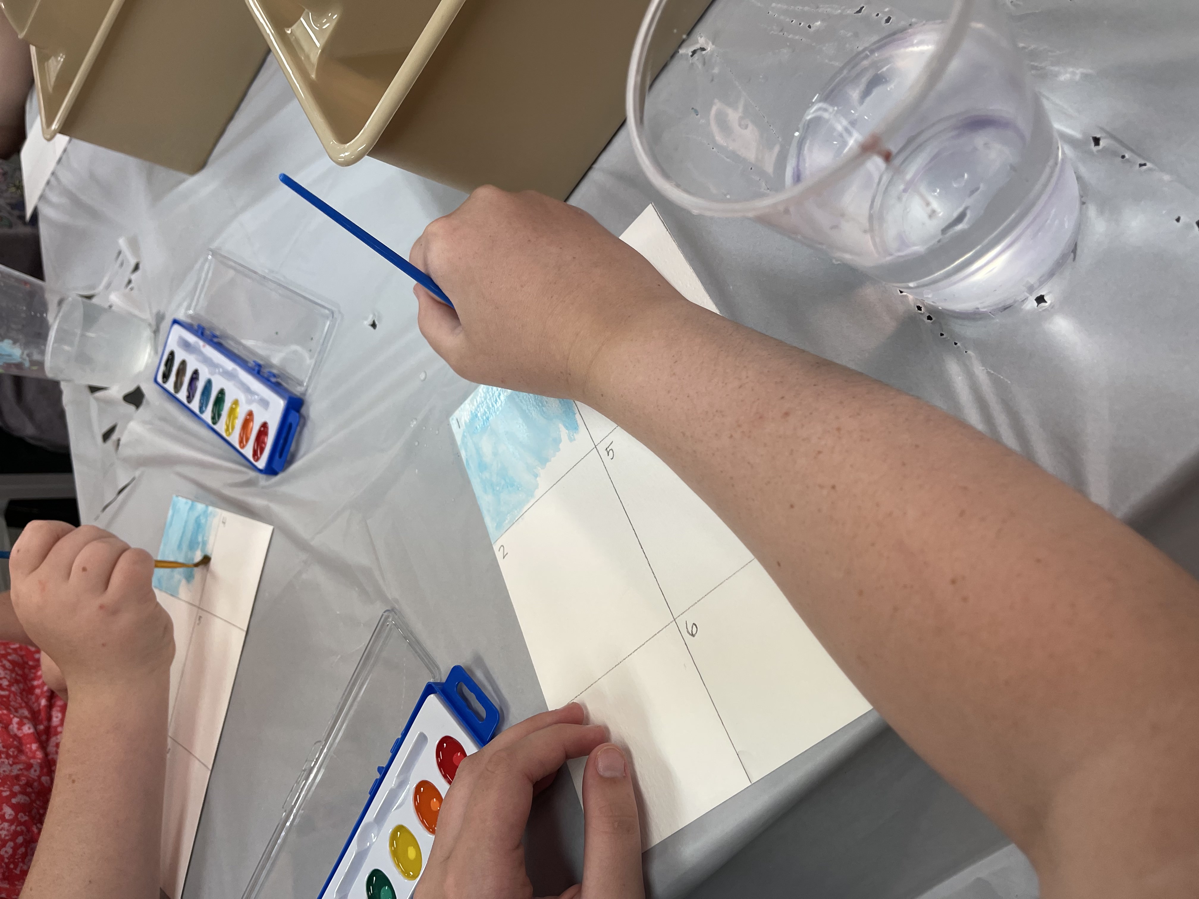 Art supplies arranged for a creative class project